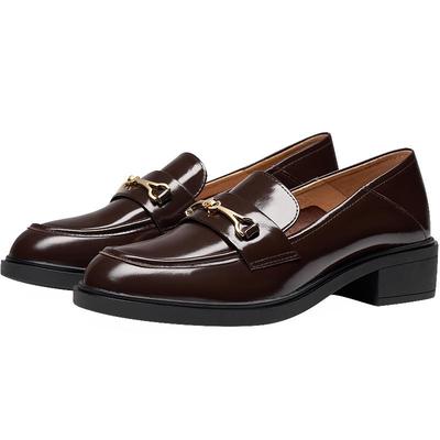 秋季粗跟小皮鞋接吻猫复古