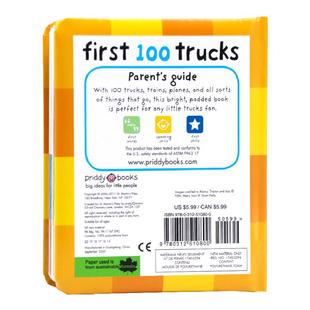 英文原版绘本First 100 Trucks 交通工具启蒙认知100词系列 幼儿童卡车汽车及其他交通工具认知纸板图画书 亲子早教英语读物