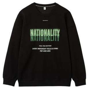 快鱼加绒廓形圆领卫衣男款2025年冬潮牌字母印花休闲宽松男装上衣