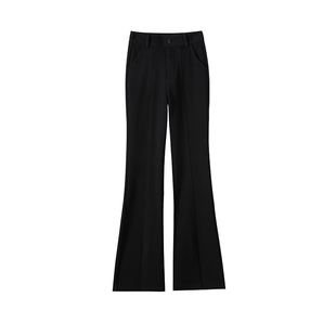 加绒喇叭裤女冬季2025新款高腰显瘦垂感黑色秋冬加厚西装微喇裤子