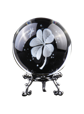 四叶草水晶球生日礼物桌面摆件