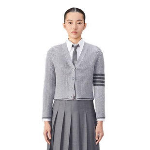 THOM BROWNE 女士四条纹V领针织开衫薄外套