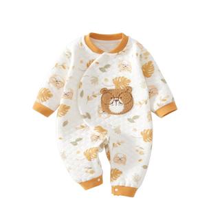 婴儿衣服秋季保暖连体衣夹棉婴幼儿宝宝秋装a类纯棉66码外穿男宝9