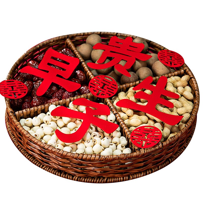 婚庆编藤多格带盖干果盒