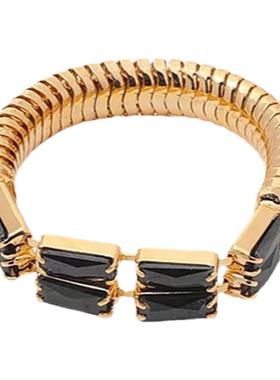 黑色锆石蛇骨高级感叠戴戒指