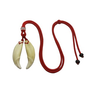 真品双牙齿吊坠红黑狗牙好事成双项链男女本命红绳随身饰品