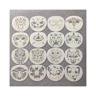 新款节日派对图案镂空面部脸部彩绘工具节日元素舞台妆镂空模板尺