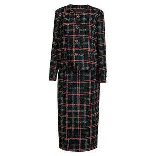 罗衣复古粗花呢套装女2025冬季新款老钱风外套半身裙两件套09612