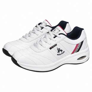 正品保罗真皮女士透气厚底运动鞋休闲鞋女鞋女跑步鞋春秋皮面防水