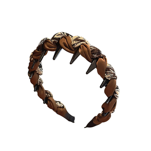 美拉德咖色波浪高颅顶发箍女款日常外戴头箍带齿防滑洗脸压发发卡