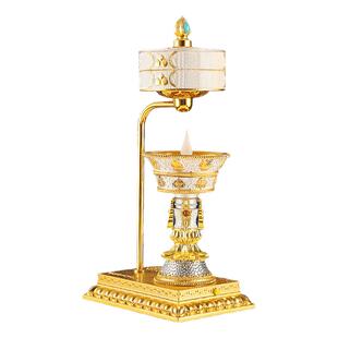 藏式电子充电酥油灯火转转金筒家用仿真led电子供灯电动转轮摆件