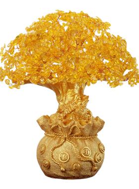 【黄水晶发财树】家居装饰品招财
