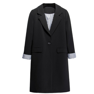 加大码胖mm西服外套女显瘦中长款春秋季宽松西装200斤大码女装