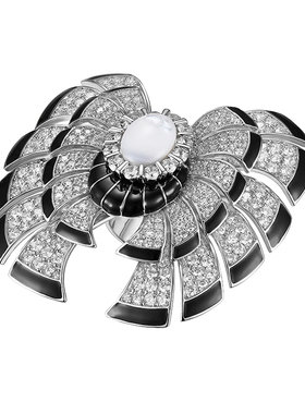 【精选礼物】MOH动物絮语系列黑珐琅蝴蝶设计女戒水晶贝母戒指