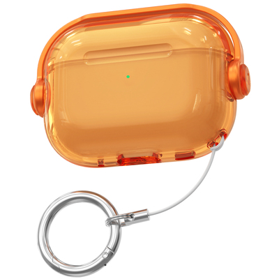 适用苹果airpodspro3星宇橙色耳机保护套airpodspro2锁扣耳机壳airpods4高级感简约耳机套4代软壳防丢保护壳