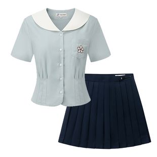 东京岁时记jk制服夏季新款薄荷绿短袖衬衫女小个子日系娃娃领上衣
