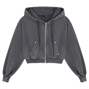 Heatherich外套女2026春季新款简约双拉链连帽卫衣开衫592833