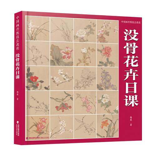 【附教学视频】没骨花卉日课 中国画传统技法教程  没骨花鸟画教程没骨画册白描底稿教学恽寿平没骨花鸟 画册美术自学国画临摹书籍