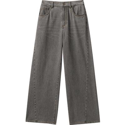 播商场同款复古宽松美式牛仔裤女24冬新款拖地阔腿裤BDR4KD3956