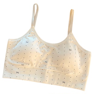 纯棉内衣女初高中学生发育期运动背心防震透气固定一体杯无痕文胸