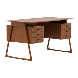 双面用中古风原木书桌储物复古樱桃木办公桌儿童写字台柚木色家具