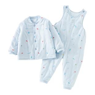 童泰男女宝宝背带棉衣套装婴儿棉裤加棉薄棉冬季棉服纯棉连体冬装