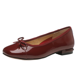 达芙妮红色单鞋女2026新款冬季瓢鞋平底玛丽珍鞋子婚鞋芭蕾小皮鞋