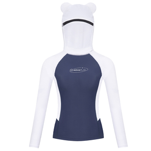 安泊来防晒分体泳衣三件套潜水服女士长袖连帽冲浪浮潜水母游泳衣