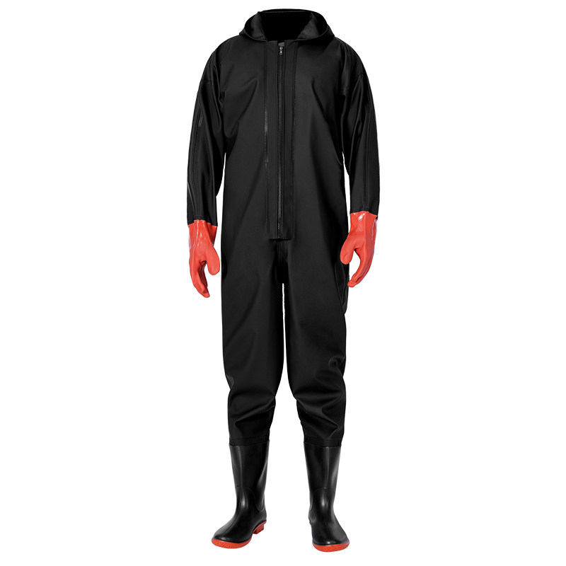 下水裤全身防水连体雨衣服带鞋一体式挖藕抓摸鱼水鞋水库男款皮叉