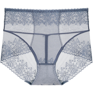 高腰蕾丝内裤女士性感纯欲风高级透明薄款高颜值法式绝美无痕短裤