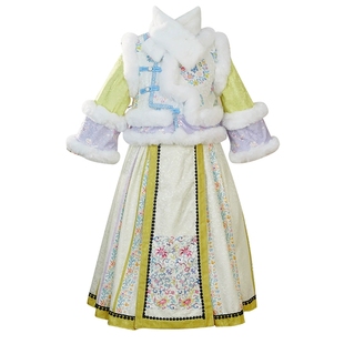 格格服女童秋冬国风唐装冬季加厚新年拜年服满族民族儿童过年汉服