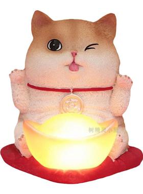 创意可爱招财猫元宝小夜灯存钱罐储蓄罐家居装饰桌面摆件生日礼物
