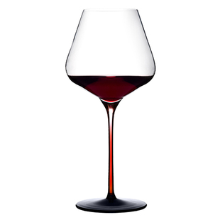 德国LESTEL渐变色水晶玻璃红酒杯红领结红黑杆波尔多杯彩杆勃艮第