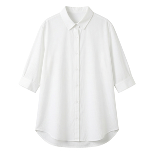 尚品董洁明星同款早秋法式白色薄款衬衫外套2025新款防晒衬衣上衣