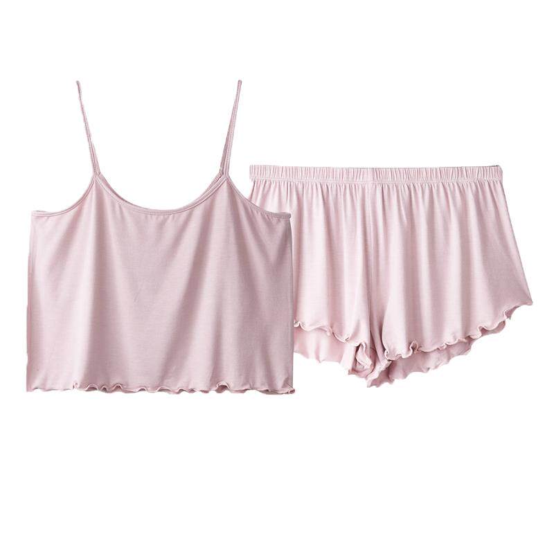 【带胸垫】莫代尔吊带夏季性感短裤女睡衣两件套大码家居服套装薄