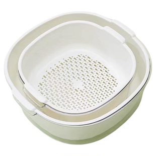 双层沥水篮厨房洗菜盆用品客厅用水果果盘篮子淘菜盆茶几家用收纳