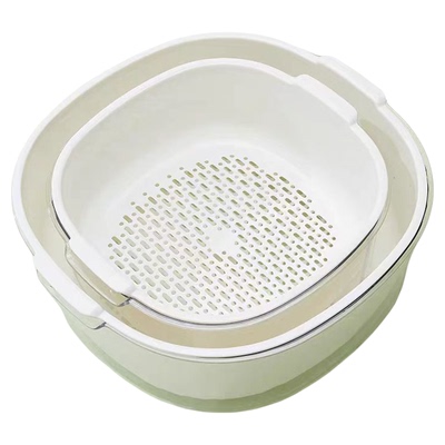 双层沥水篮厨房洗菜盆用品客厅用水果果盘篮子淘菜盆茶几家用收纳