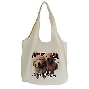 学生通勤日系白色托特包包女帆布包2026新款手提单肩帆布袋大容量