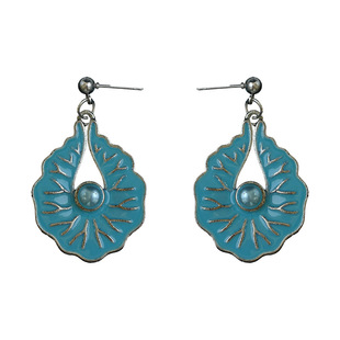 Vintage古着Blue enamel pearl earrings复古耳环