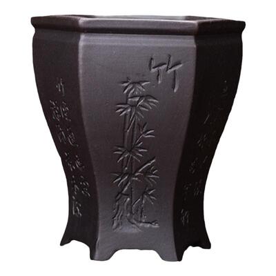 紫砂四方兰花菖蒲植物盆栽手工