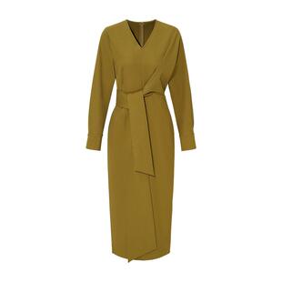 IDPAN多巴胺高端女装品牌时尚通勤裹裙式设计个性长袖春季连衣裙