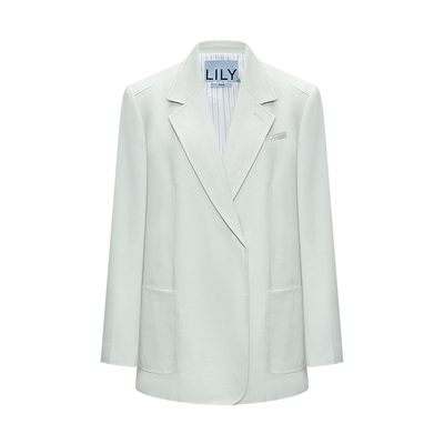 LILY通勤双排扣浅绿女装西装外套
