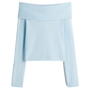 HM女装毛针织衫夏季冬日千金感穿搭气质露肩打底衫1296847