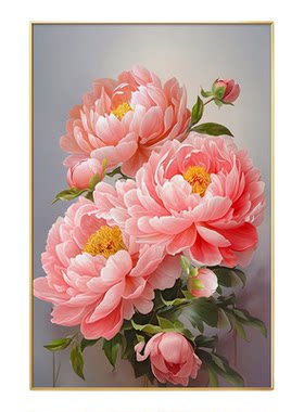 【大师纯手绘】牡丹花玄关油画