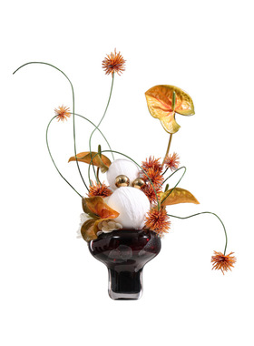 中古风棕红高脚玻璃小花瓶