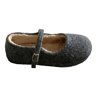 莆田鞋秋冬季外穿加绒保暖勃肯鞋高级灰棉单鞋法式玛丽珍毛毛鞋女