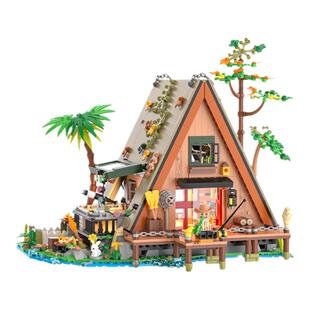 灯光迷你积木森林木屋街景别墅拼装插房子模型礼物14礼品玩具小屋