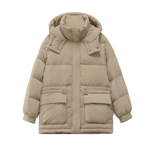 大码胖mm女装短款羽绒服女冬季2025新款宽松加厚90白鸭绒连帽外套