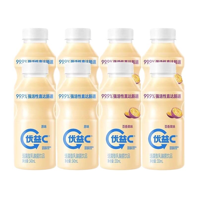 优益C活菌型乳酸菌饮品活的益生菌乳饮料原味百香果瓶装大瓶