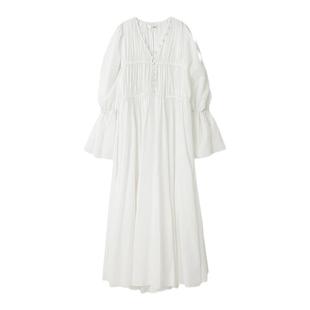 SNIDEL春夏款甜美仙女套头宽松纯色长袖连衣裙SWFO231035